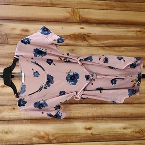 Modcloth Pink Mauve Tunic with a Blue Floral Print